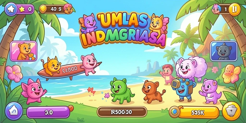 Tampilan utama HIBIKIWIN yang penuh warna dan interaktif.